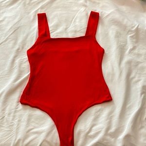 Red Square Neck Bodysuit
